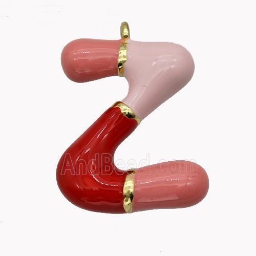 Copper Letter-Z Pendant Enamel Gold Plated