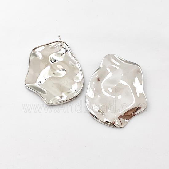 Copper Slice Stud Earrings Platinum Plated