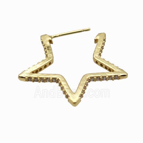 Copper Star Earring Studs Pave Zirconia Gold Plated