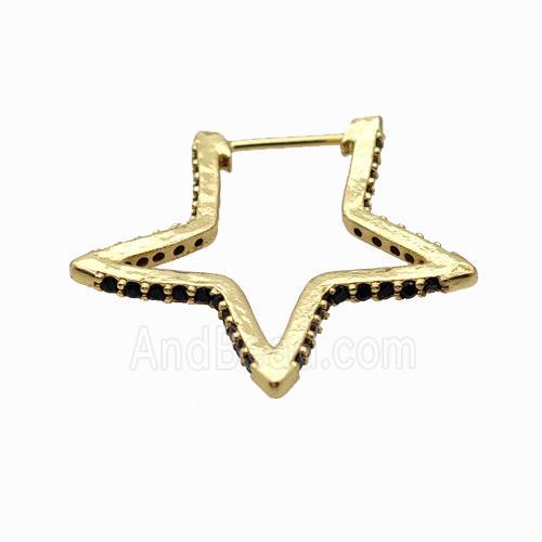 Copper Star Earring Studs Pave Zirconia Gold Plated