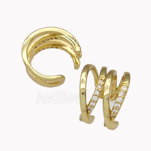 Copper Clip Earrings Pave Zirconia Gold Plated