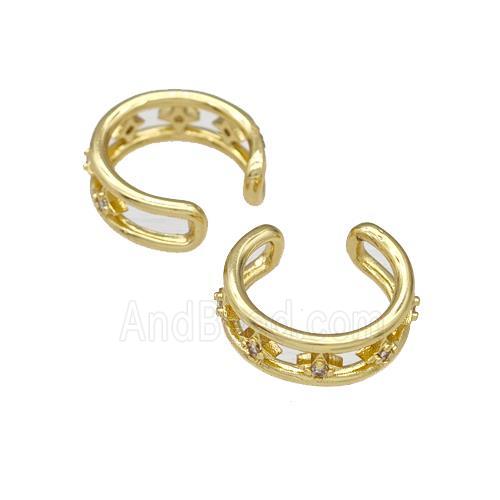 Copper Clip Earrings Pave Zirconia Gold Plated