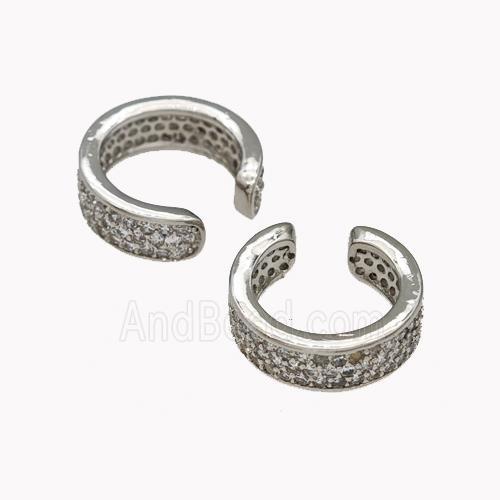 Copper Clip Earrings Pave Zirconia Platinum Plated
