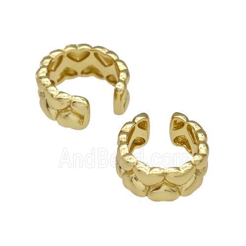 Copper Clip Earrings Heart Gold Plated