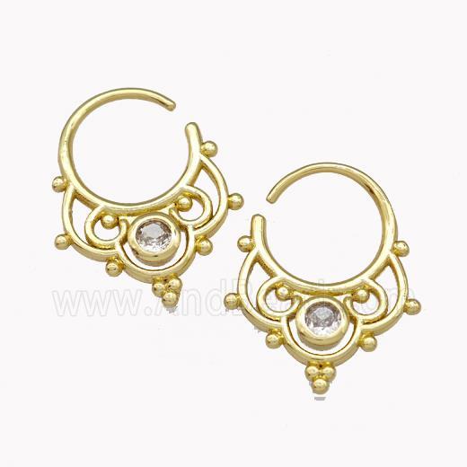 Copper Hook Earrings Pave Zirconia Gold Plated