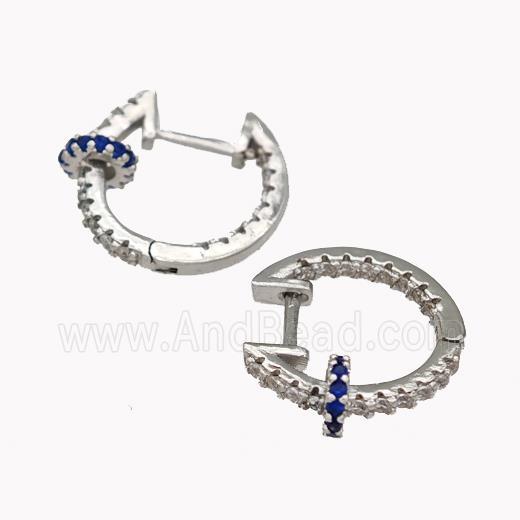 Copper Latchback Earrings Pave Zirconia Platinum Plated