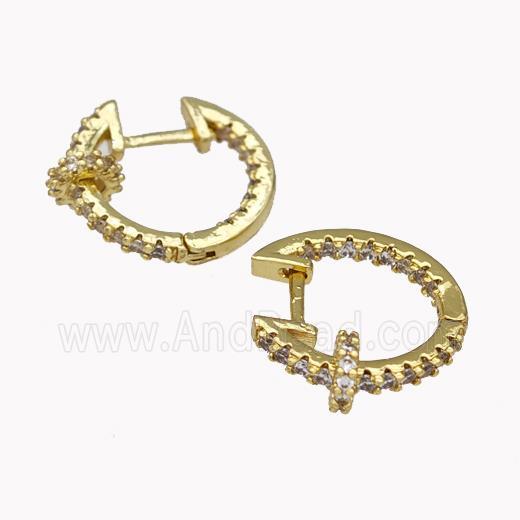 Copper Latchback Earrings Pave Zirconia Gold Plated