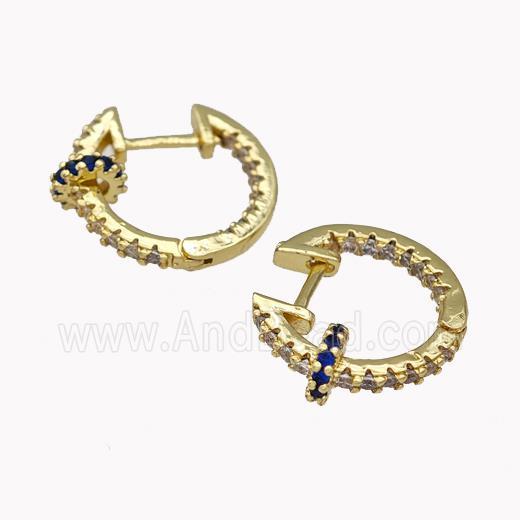 Copper Latchback Earrings Pave Zirconia Gold Plated