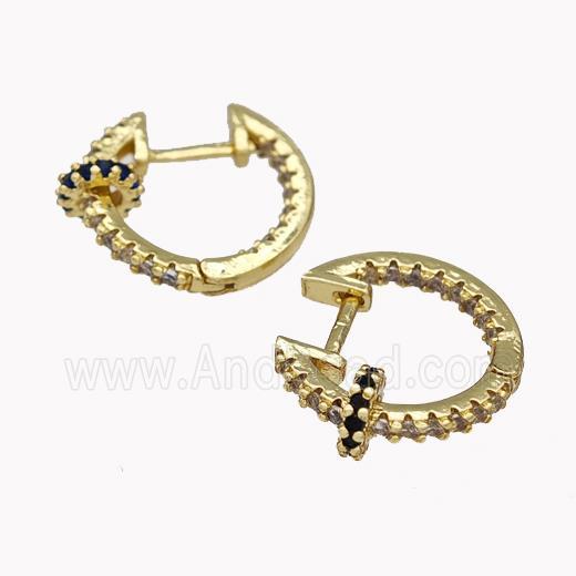 Copper Latchback Earrings Pave Zirconia Gold Plated