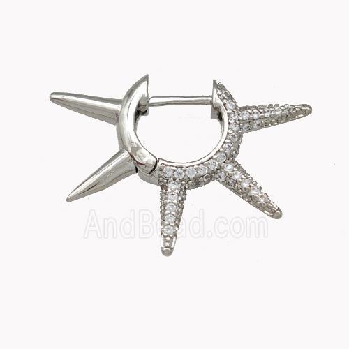 Copper Spike Hoop Earrings Pave Zirconia Piercing Septum Platinum Plated