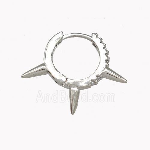 Copper Spike Hoop Earrings Pave Zirconia Piercing Septum Platinum Plated