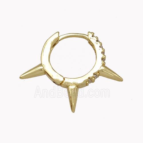 Copper Spike Hoop Earrings Pave Zirconia Piercing Septum Gold Plated