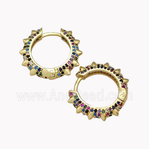 Copper Hoop Earrings Pave Zirconia Gold Plated
