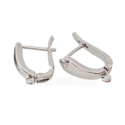 Copper Latchback Earrings With Loop Platinum Plated