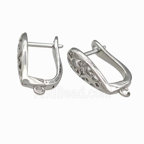 Copper Latchback Earrings With Loop Platinum Plated