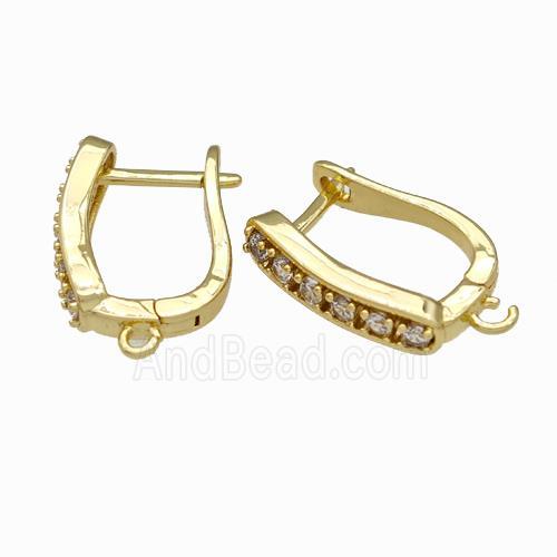 Copper Latchback Earrings Pave Zirconia Gold Plated