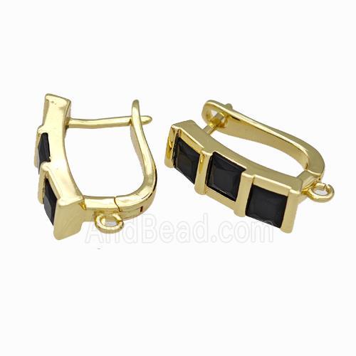 Copper Latchback Earrings Pave Zirconia Gold Plated