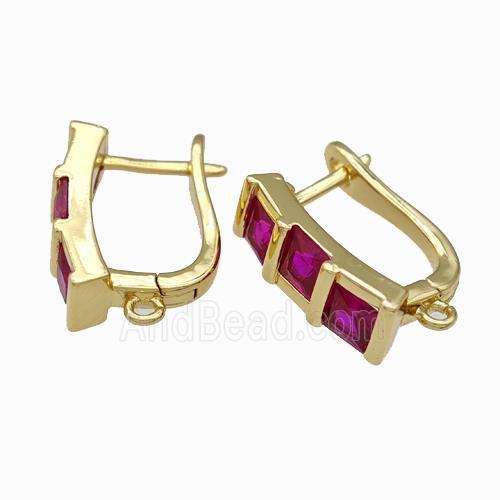 Copper Latchback Earrings Pave Zirconia Gold Plated
