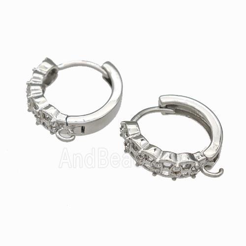 Copper Hoop Earrings Pave Zirconia Platinum Plated
