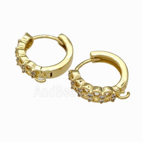 Copper Hoop Earrings Pave Zirconia Gold Plated
