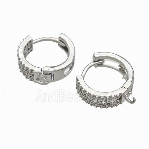 Copper Hoop Earrings Pave Zirconia Platinum Plated