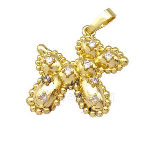 Copper Bow Pendant Pave Zirconia Gold Plated