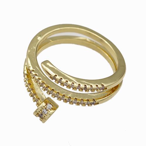 Copper Rings Pave Zirconia Gold Plated