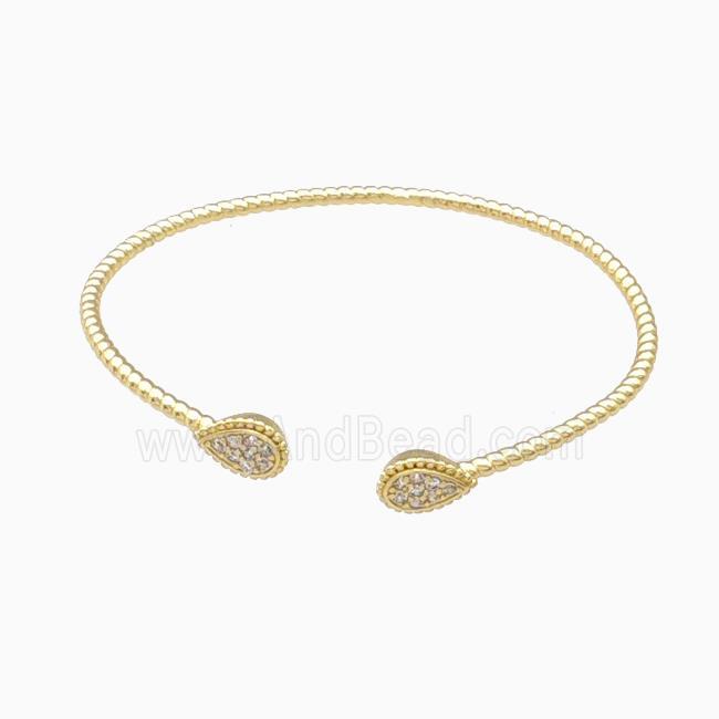 Copper Bangle Pave Zirconia Teardrop Gold Plated