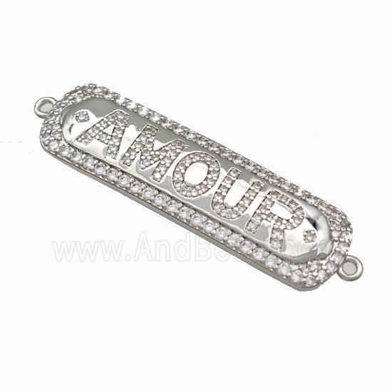 Copper AMOUR Connector Pave Zirconia Platinum Plated