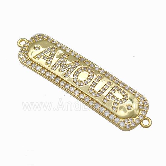 Copper AMOUR Connector Pave Zirconia Gold Plated