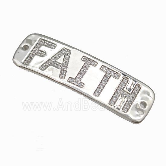 Copper FAITH Connector Pave Zirconia Platinum Plated