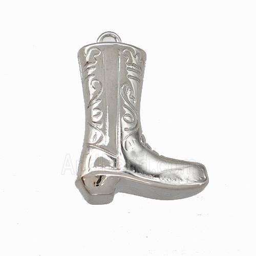 Cowboy Boot Charms Copper Shoe Pendant Platinum Plated