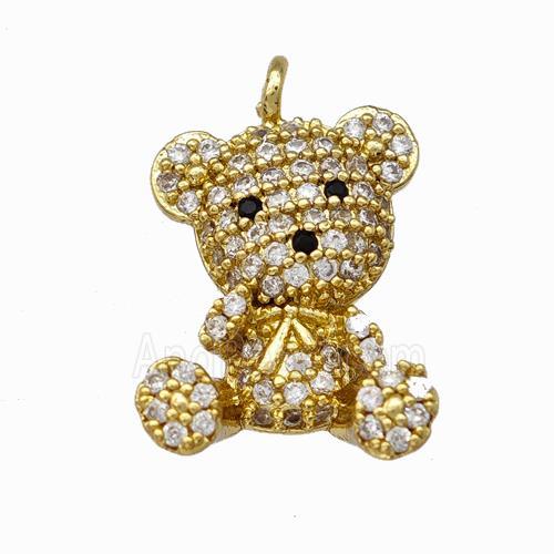 Copper Bear Pendant Pave Zirconia Gold Plated
