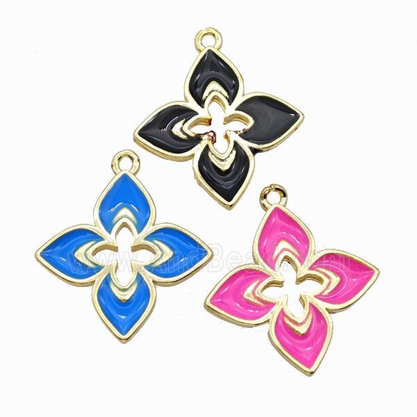 Copper Clover Pendant Enamel Cross Gold Plated Mixed