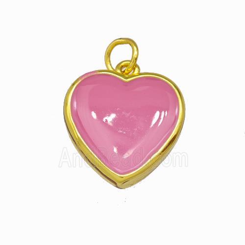 Copper Heart Pendant Pink Enamel Gold Plated