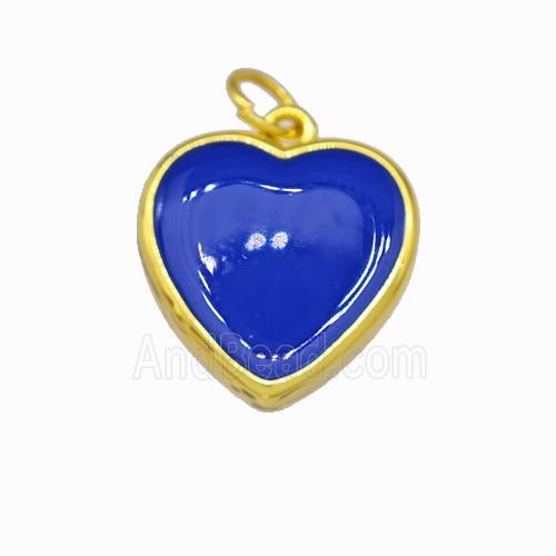 Copper Heart Pendant LapisBlue Enamel Gold Plated