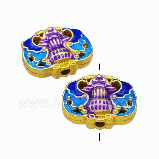 Copper Beads Multicolor Painted Gold Plated