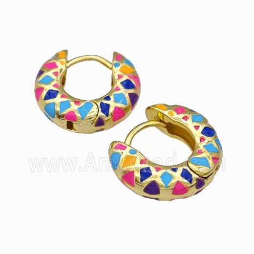 Copper Hoop Earring Multicolor Enamel Gold Plated
