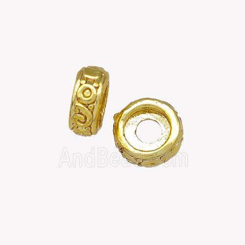 Copper Rondelle Beads Reander Large Hole Gold Plated