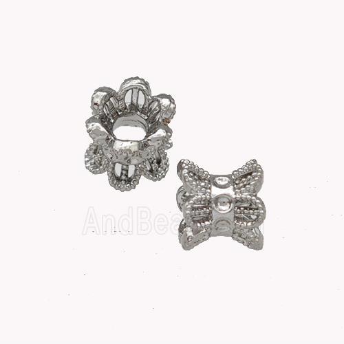 Copper Bead Caps Large Hole Platinum Plated