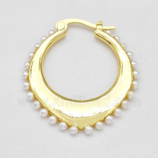 Copper Latchback Earrings Pave Pearlized Resin Gold Plated