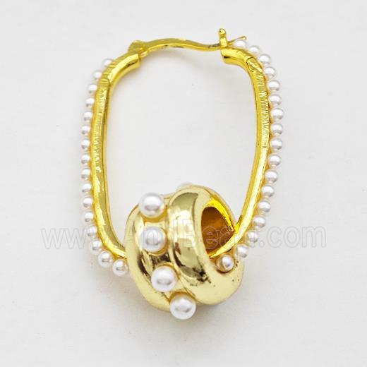 Copper Latchback Earrings Rondelle Pave Pearlized Resin Gold Plated