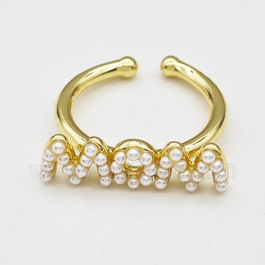 Copper Rings Pave Pearlized Resin MOM Gold Plated