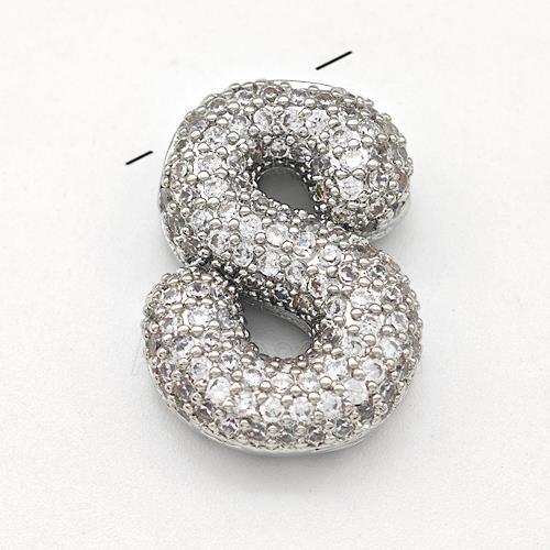 Copper Letter-S Pendant Micro Pave Zirconia Platinum Plated
