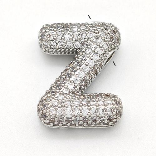 Copper Letter-Z Pendant Micro Pave Zirconia Platinum Plated