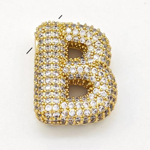 Copper Letter-B Pendant Micro Pave Zirconia Alphabet Gold Plated