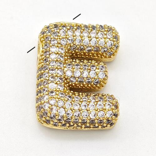 Copper Letter-E Pendant Micro Pave Zirconia Gold Plated