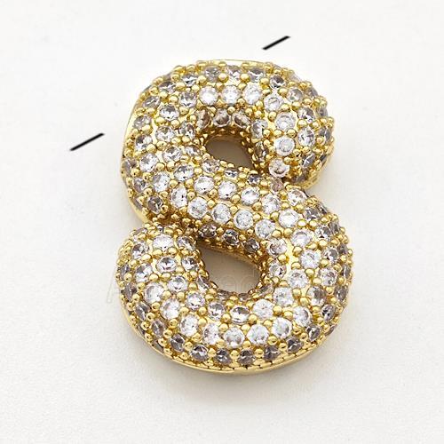 Copper Letter-S Pendant Micro Pave Zirconia Gold Plated
