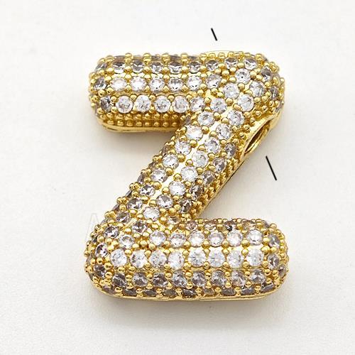 Copper Letter-Z Pendant Micro Pave Zirconia Gold Plated