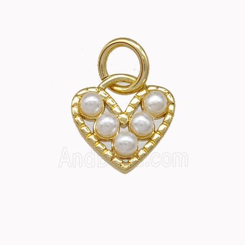 Copper Heart Pendant Micro Pave Pearlized Resin Gold Plated